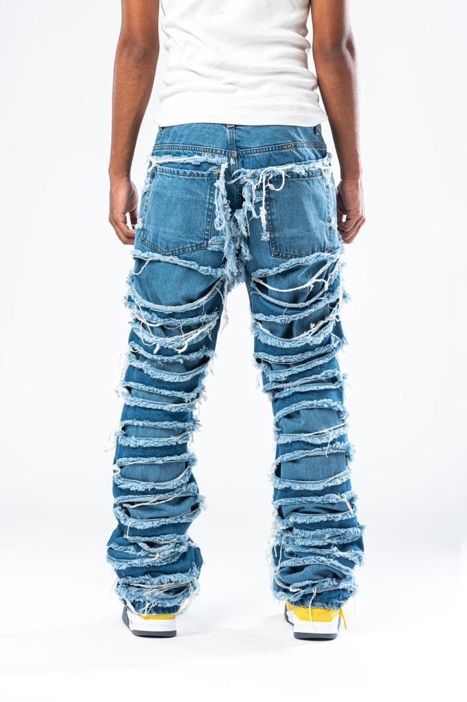 Vaqueros de doble denim con lavado medio Effemme Exclusive Lab