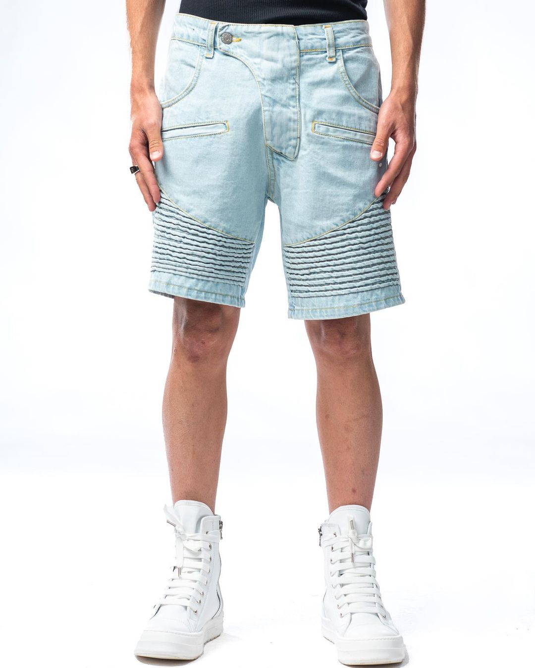 Bermuda in denim chiaro biker Effemme Exclusive Lab