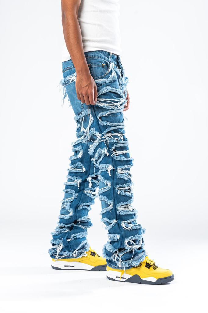 Vaqueros de doble denim con lavado medio Effemme Exclusive Lab