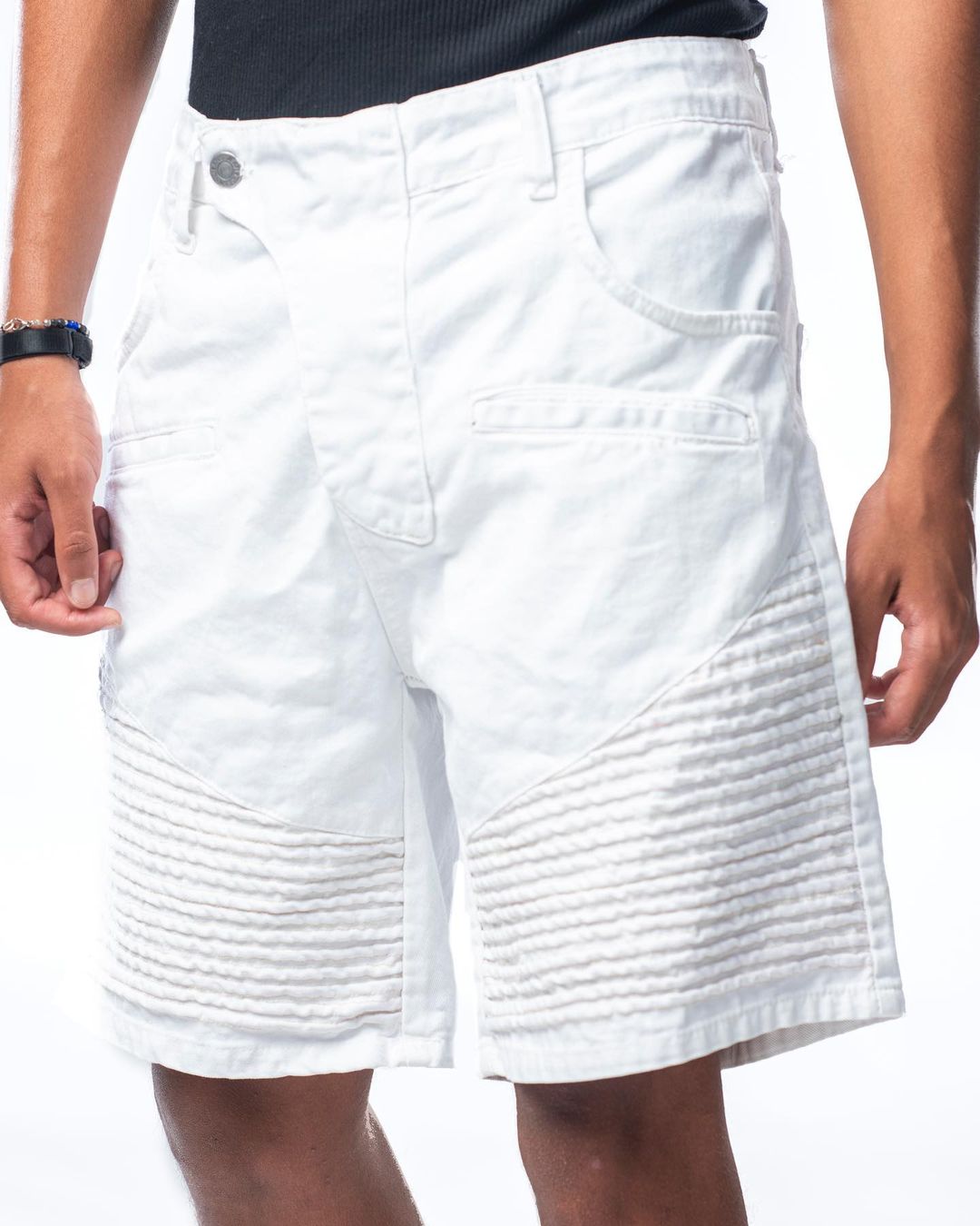 Bermuda bianco in denim modello biker Effemme Exclusive Lab