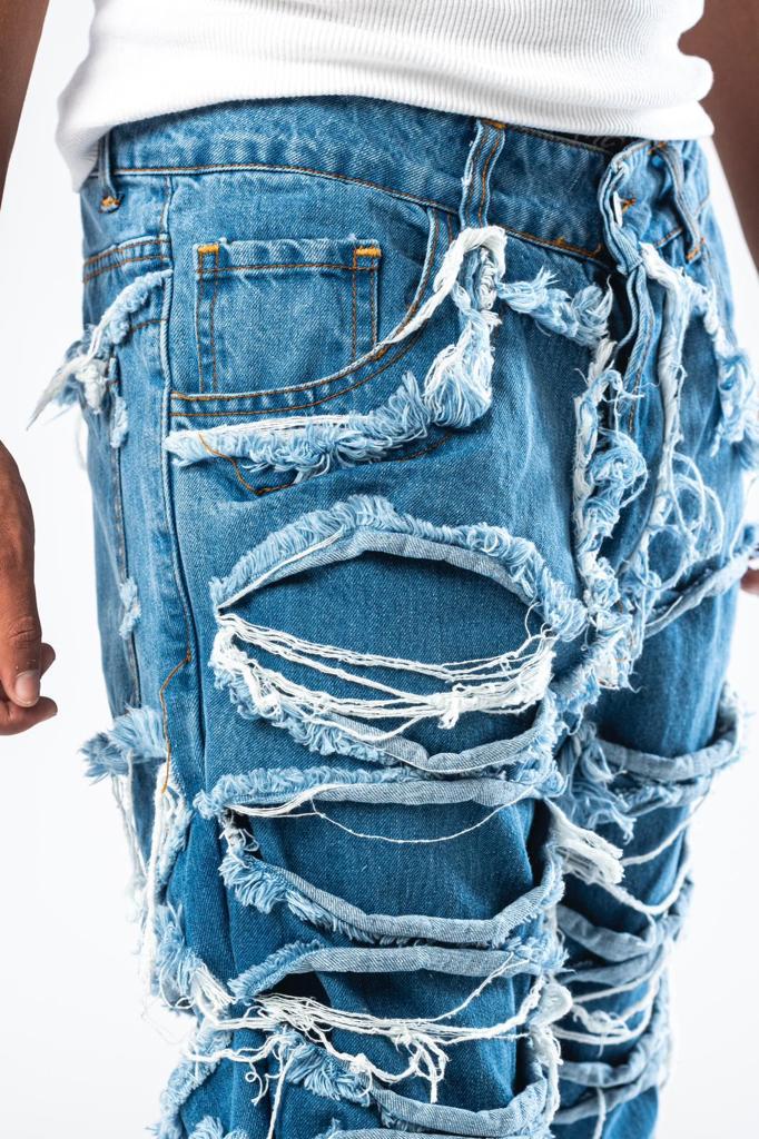 Vaqueros de doble denim con lavado medio Effemme Exclusive Lab