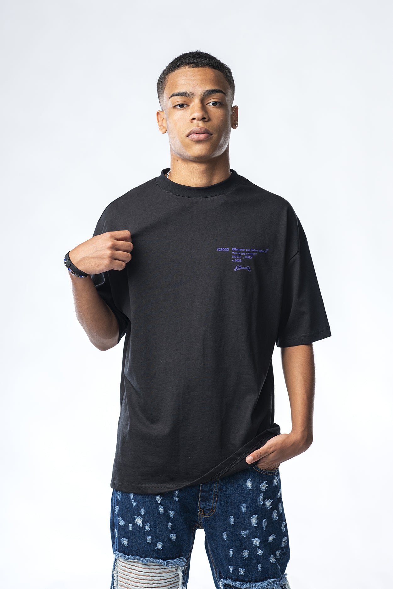 T-shirt nera con stampa Love Get Hurt Effemme