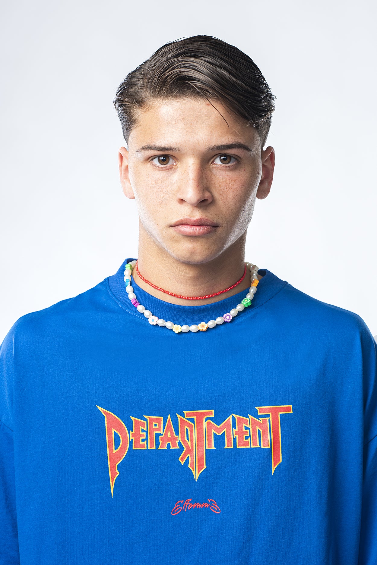 T-shirt blu con stampa Department