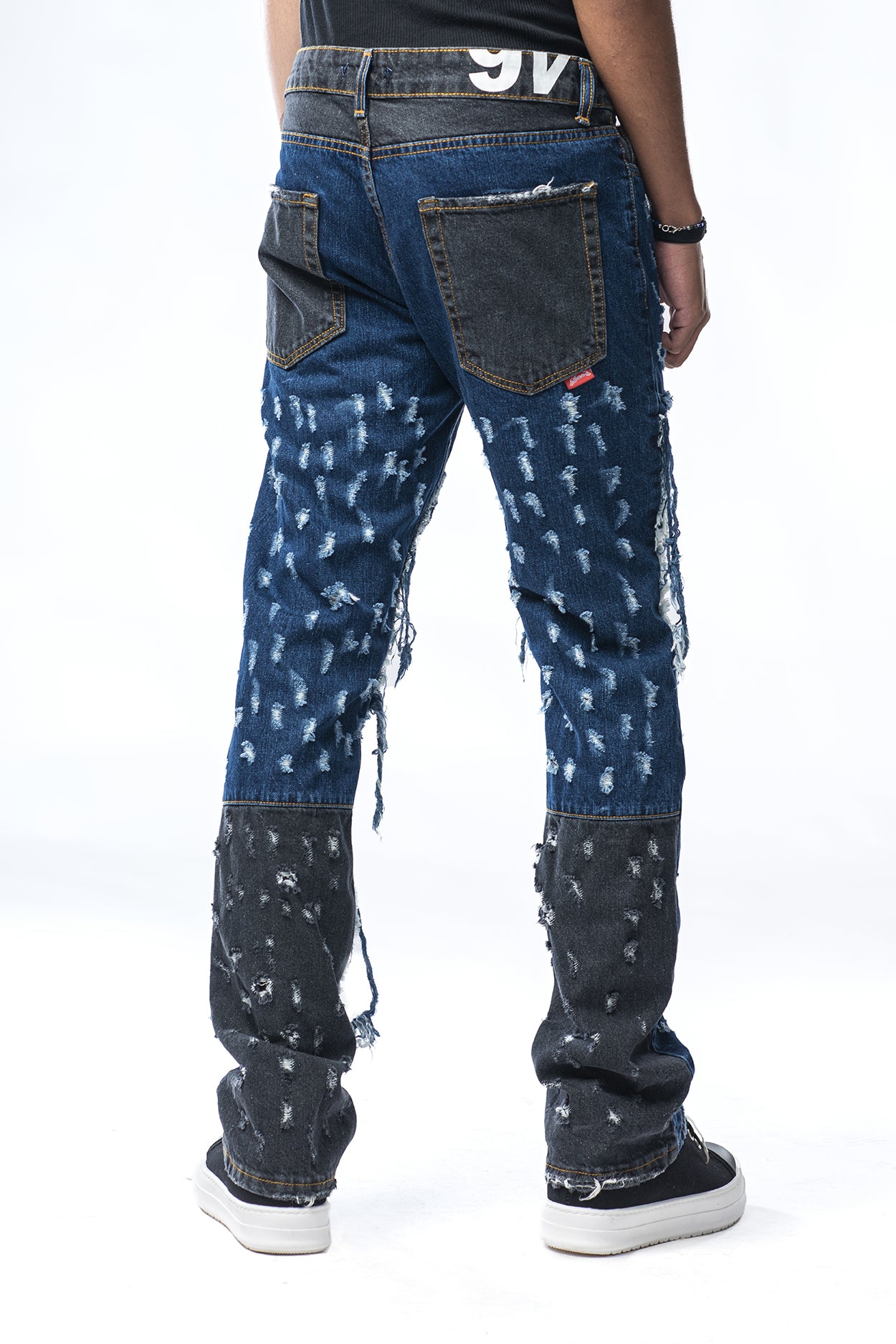 Jeans modello biker con microrotture e strappi cuciti Effemme Exclusive Lab