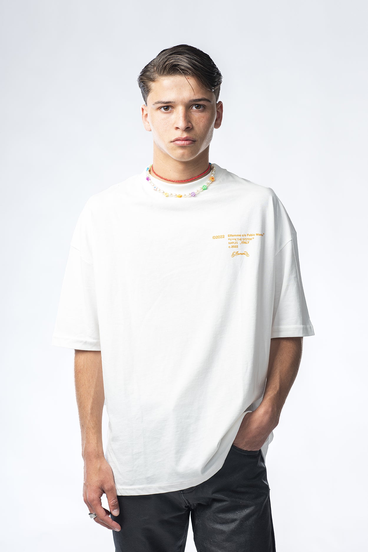 T-shirt bianca con stampa Demon
