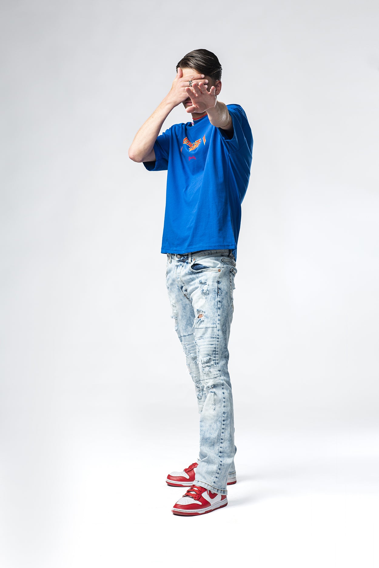 T-shirt blu con stampa Department