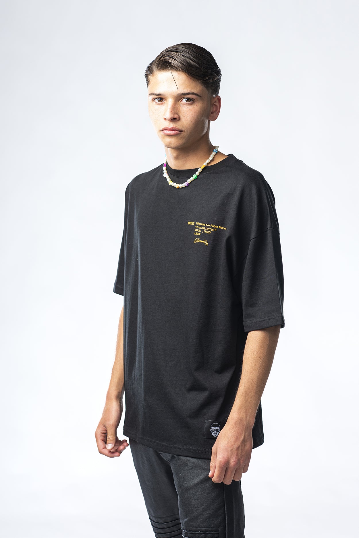 T-shirt nera con stampa Demon Effemme