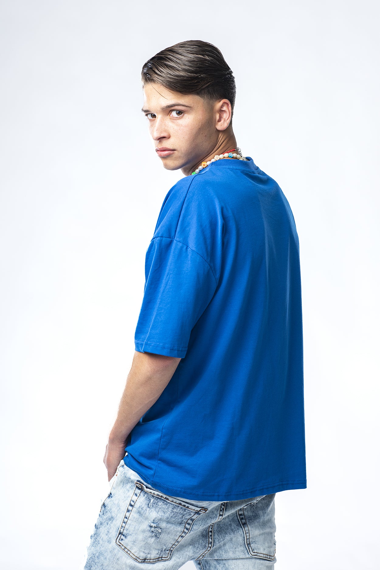 T-shirt blu con stampa Department