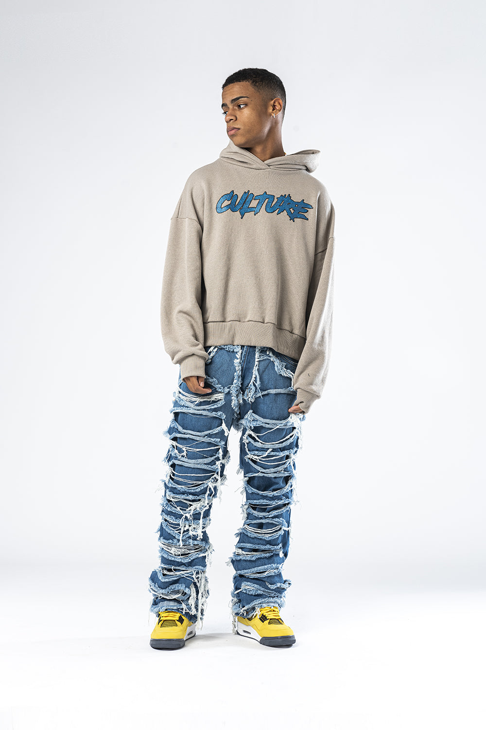Sudadera beige con capucha y estampado Culture Effemme Exclusive Lab