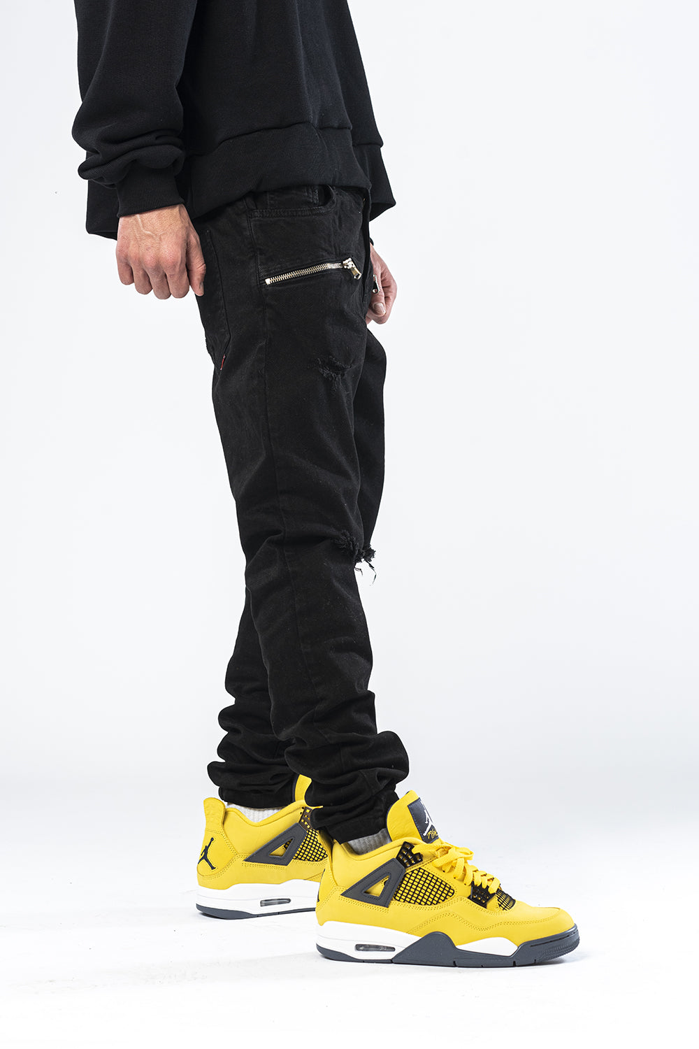 Jeans nero biker con zip Effemme Exclusive Lab