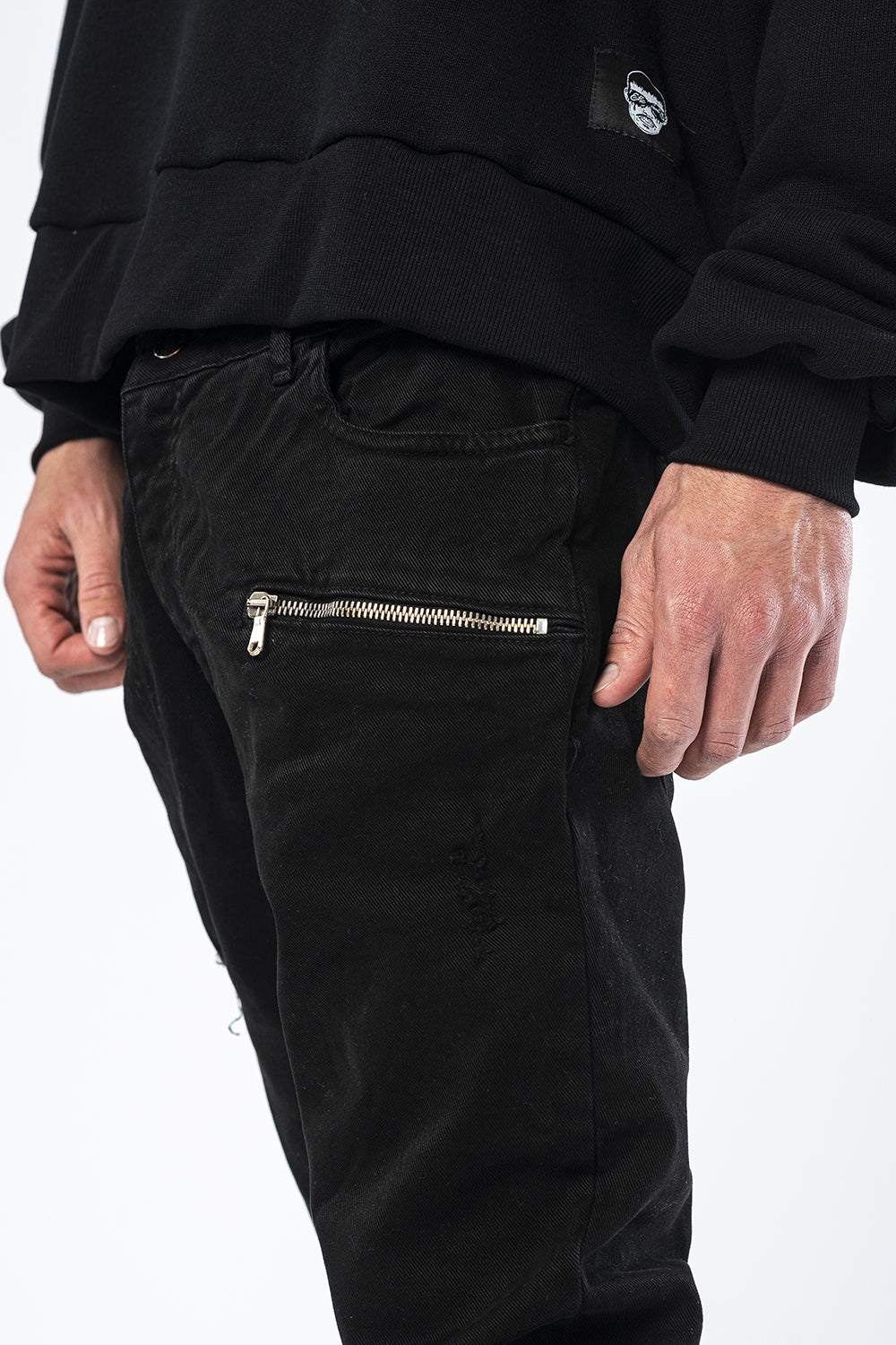 Jeans nero biker con zip Effemme Exclusive Lab