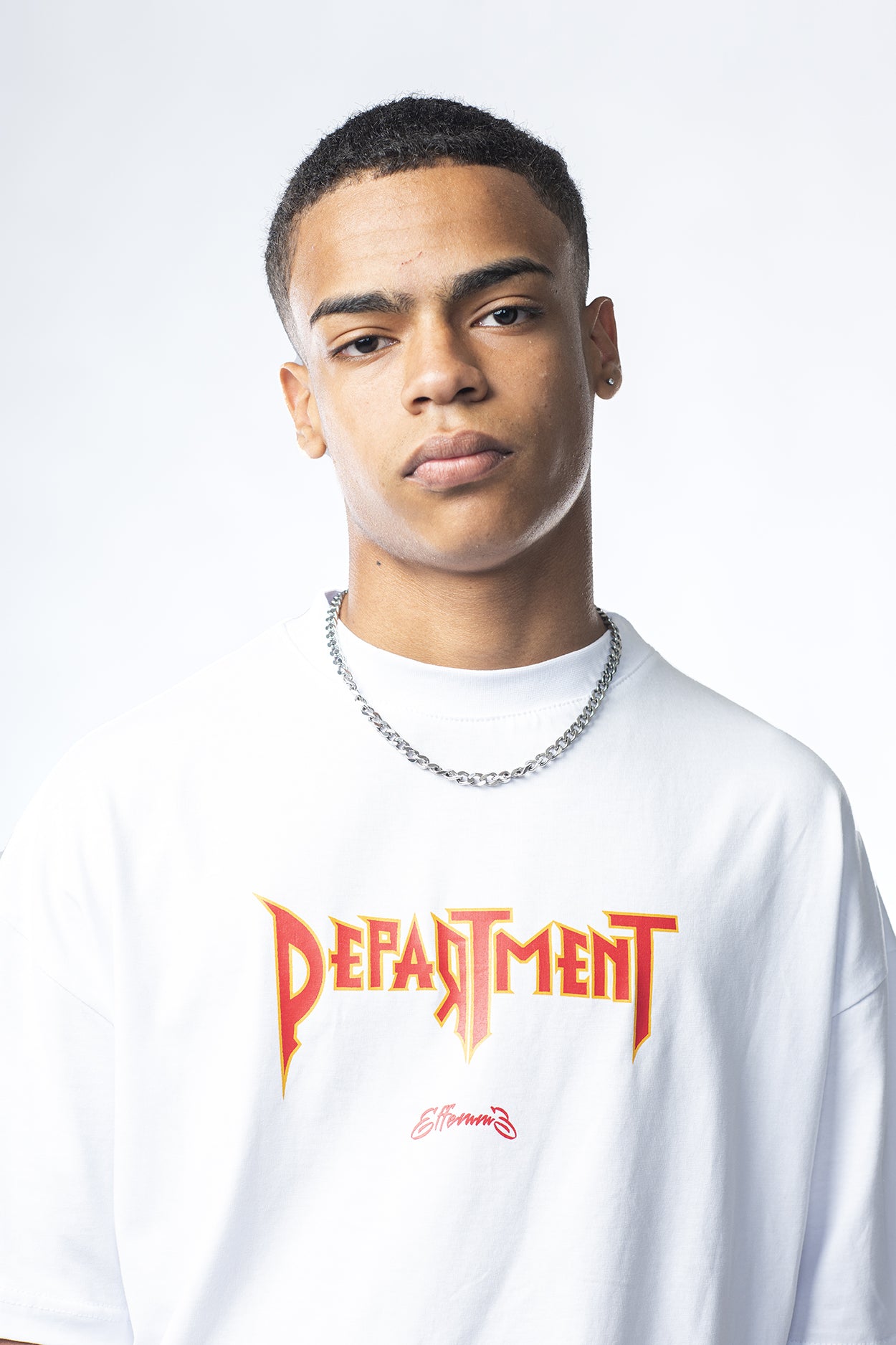 White T-shirt with Department print