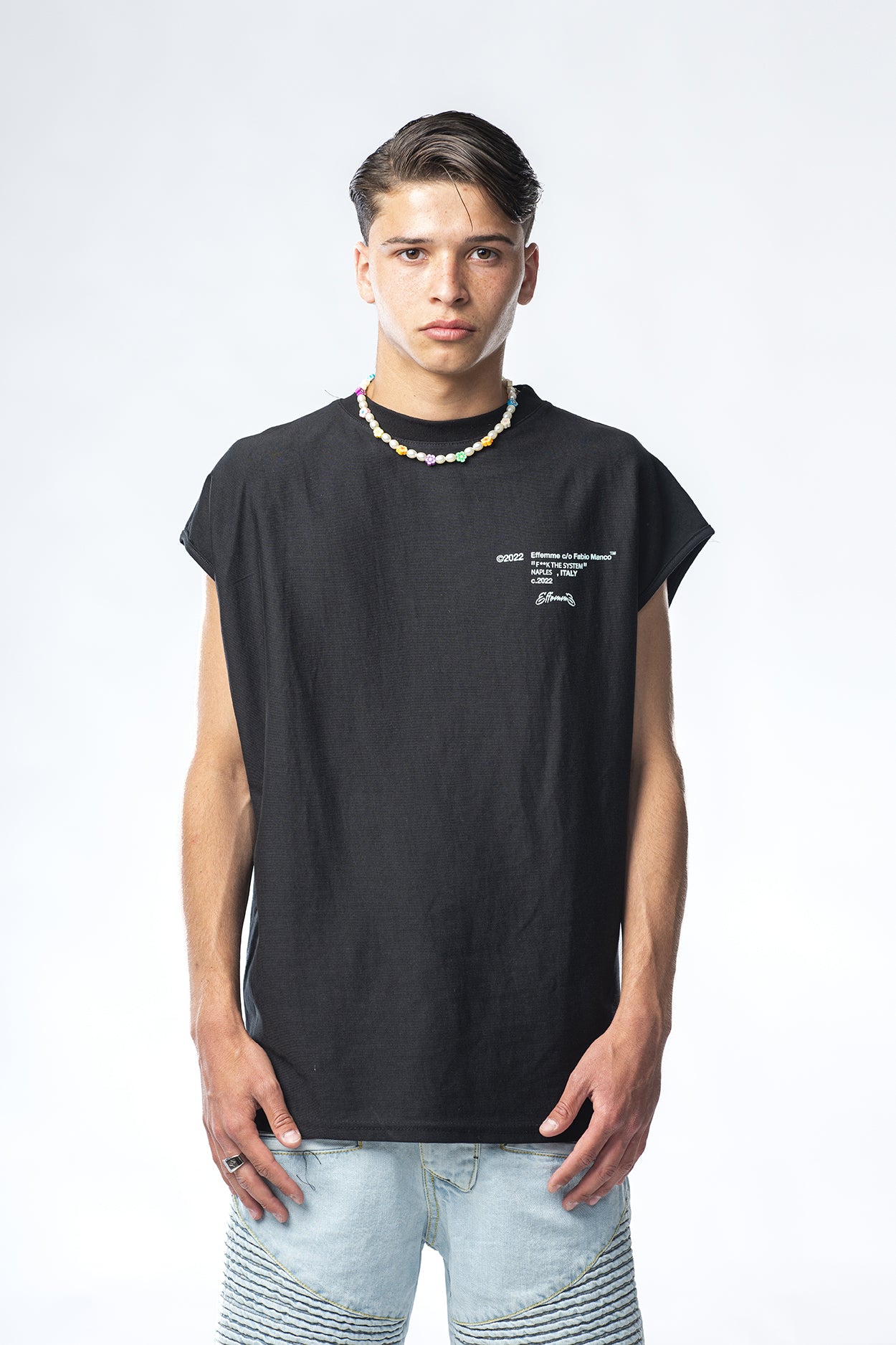 Camiseta negra con estampado Fuck the System Effemme