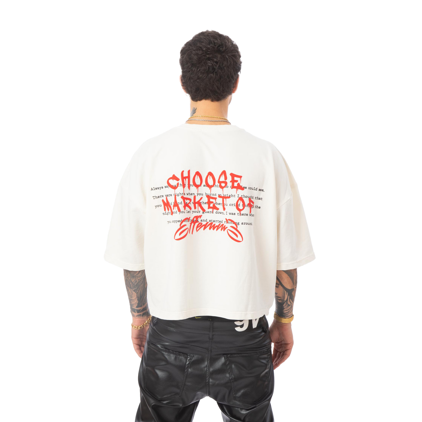 Cropped tee "Market" Cream - Effemme Exclusive Lab