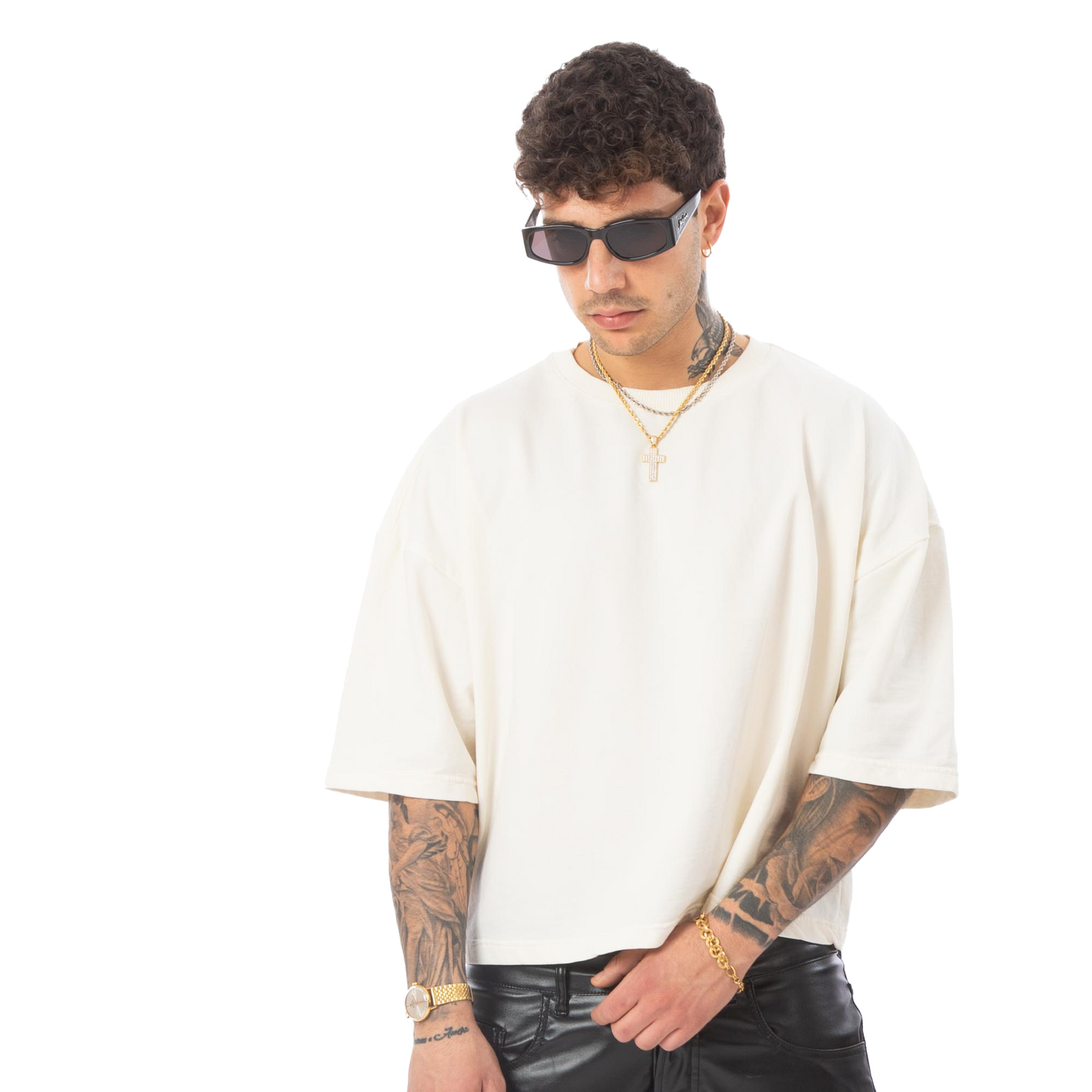 Cropped tee "Market" Cream - Effemme Exclusive Lab