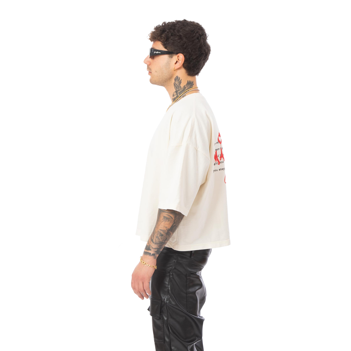 Cropped tee "Market" Cream - Effemme Exclusive Lab