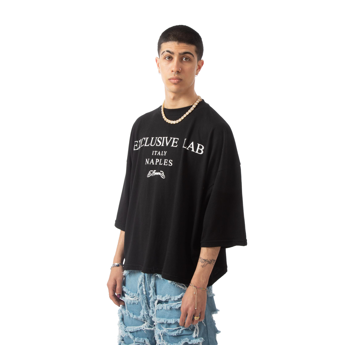 Cropped tee "Graffiti" Black - Effemme Exclusive Lab