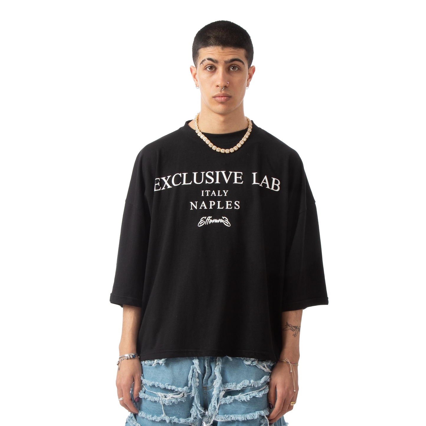 Cropped tee "Graffiti" Black - Effemme Exclusive Lab