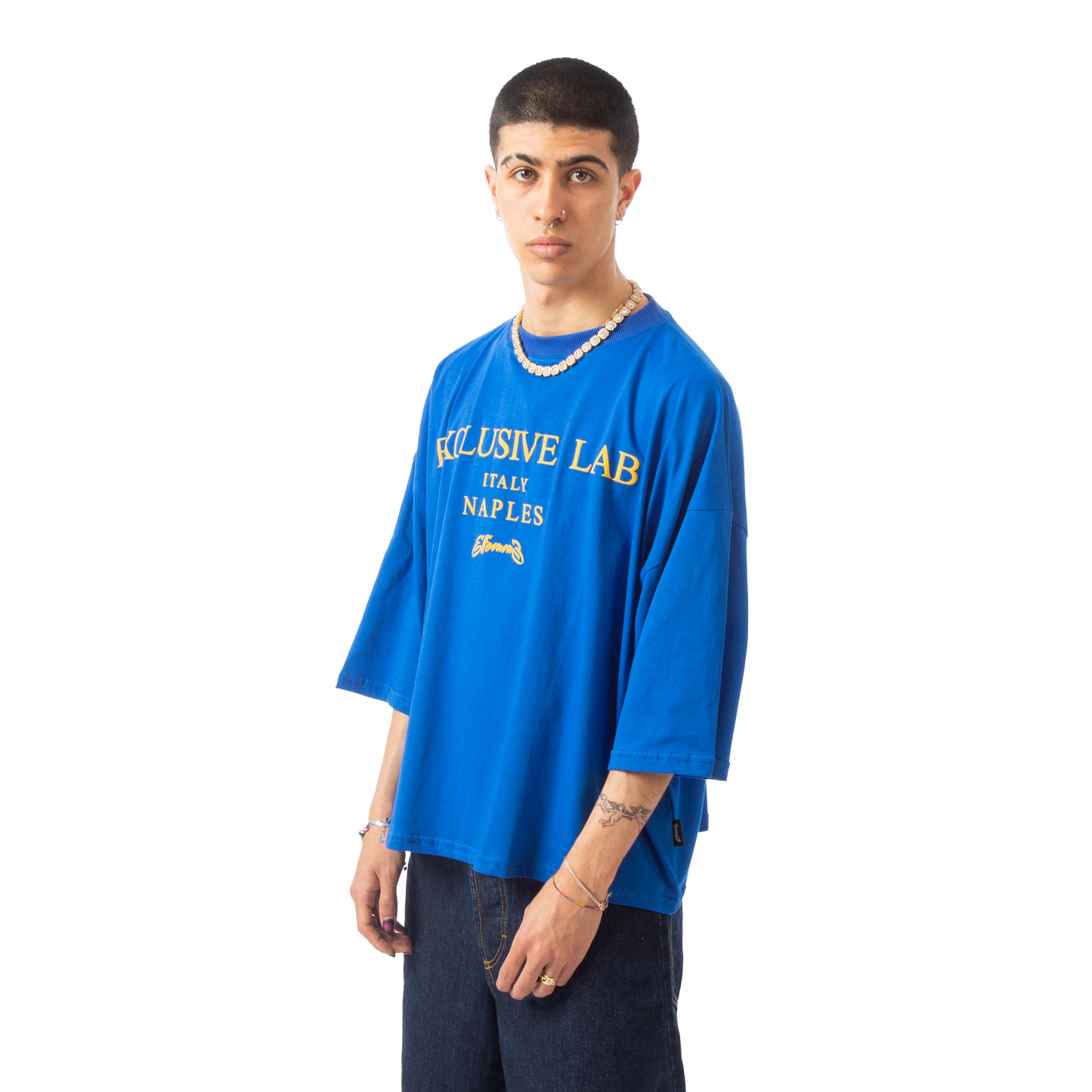 Camiseta cropped "Graffiti" Azul Royal Effemme Exclusive Lab