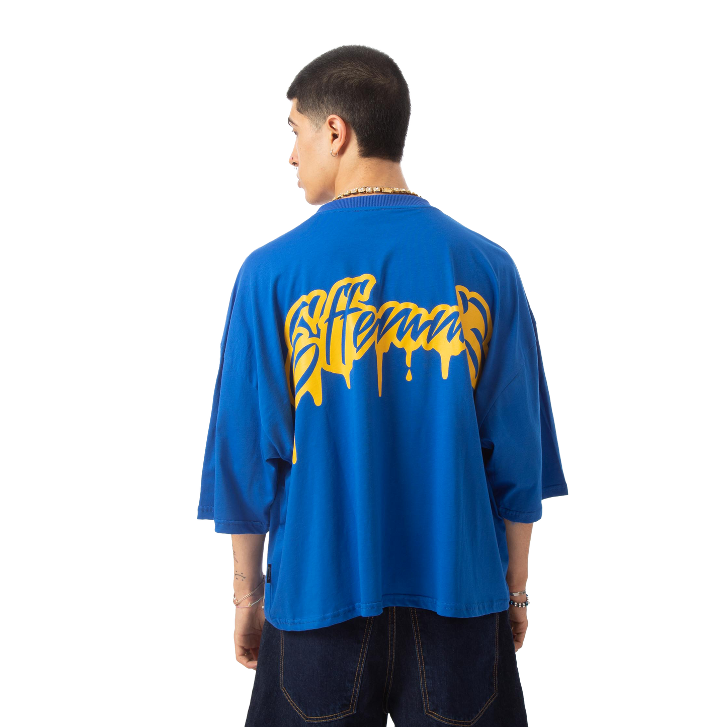Camiseta cropped "Graffiti" Azul Royal Effemme Exclusive Lab