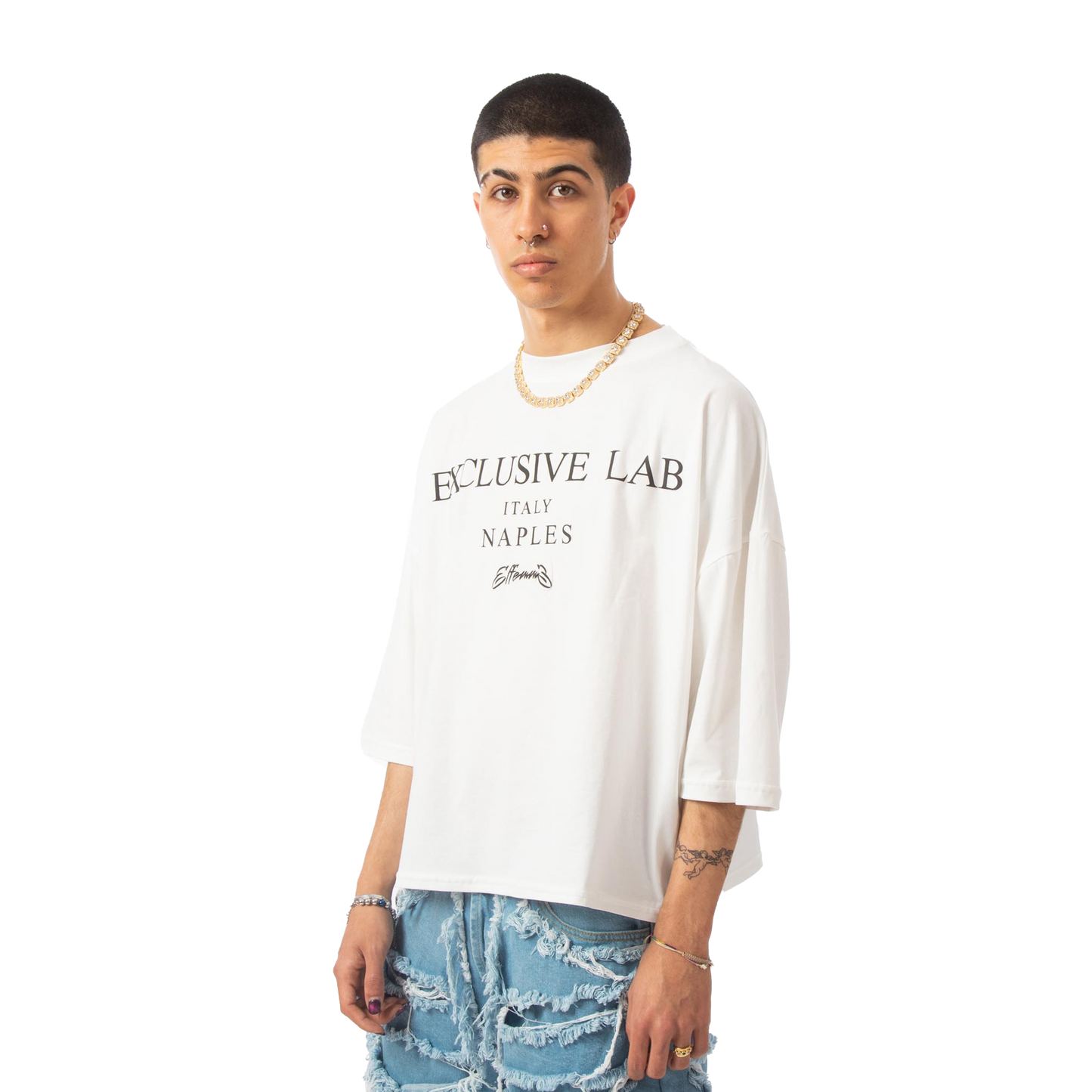 Cropped tee "Graffiti" White Effemme Exclusive Lab