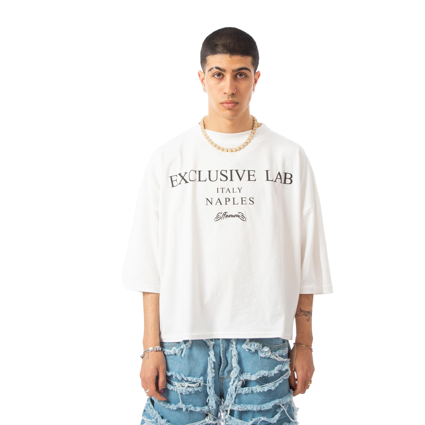 Cropped tee "Graffiti" White Effemme Exclusive Lab