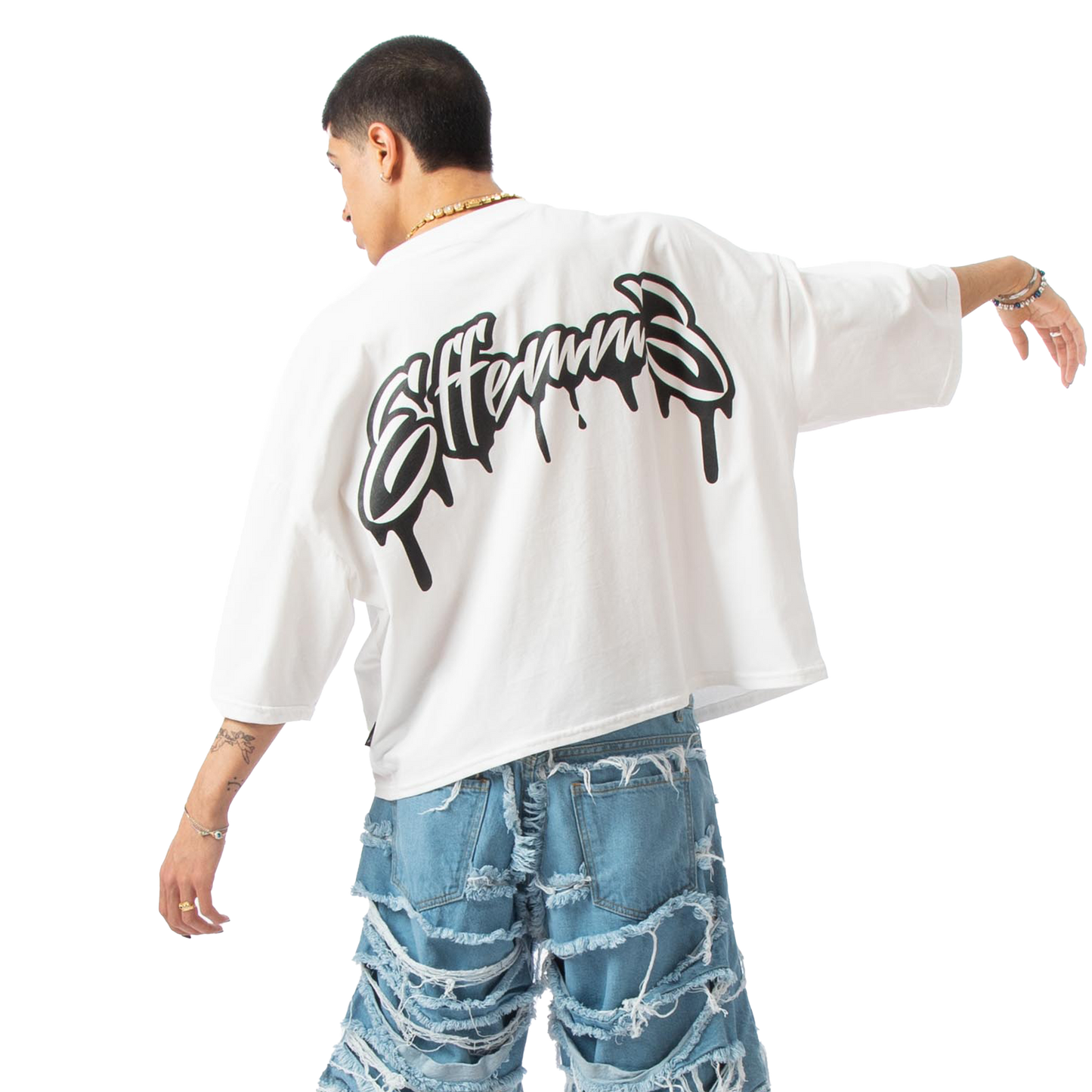 Cropped tee "Graffiti" White Effemme Exclusive Lab