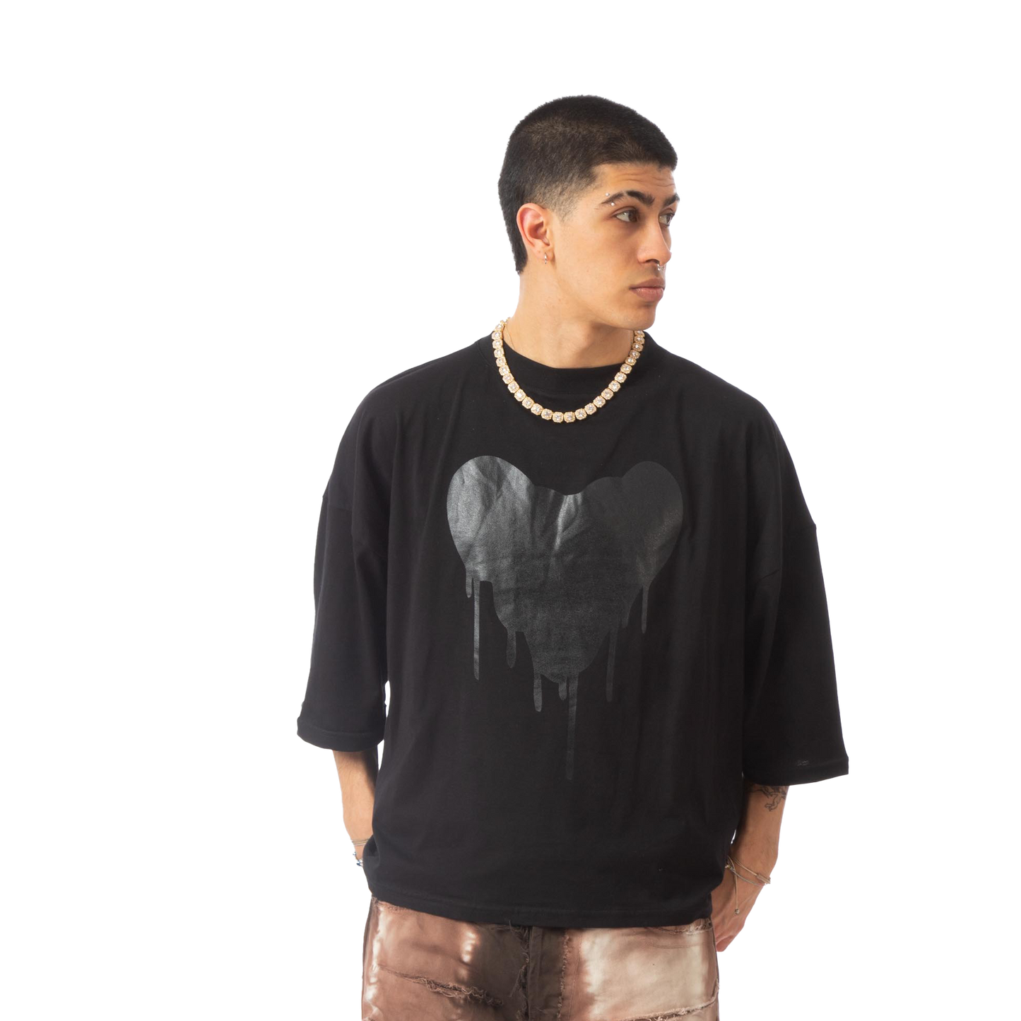 Cropped tee "Heart" Black Effemme Exclusive Lab