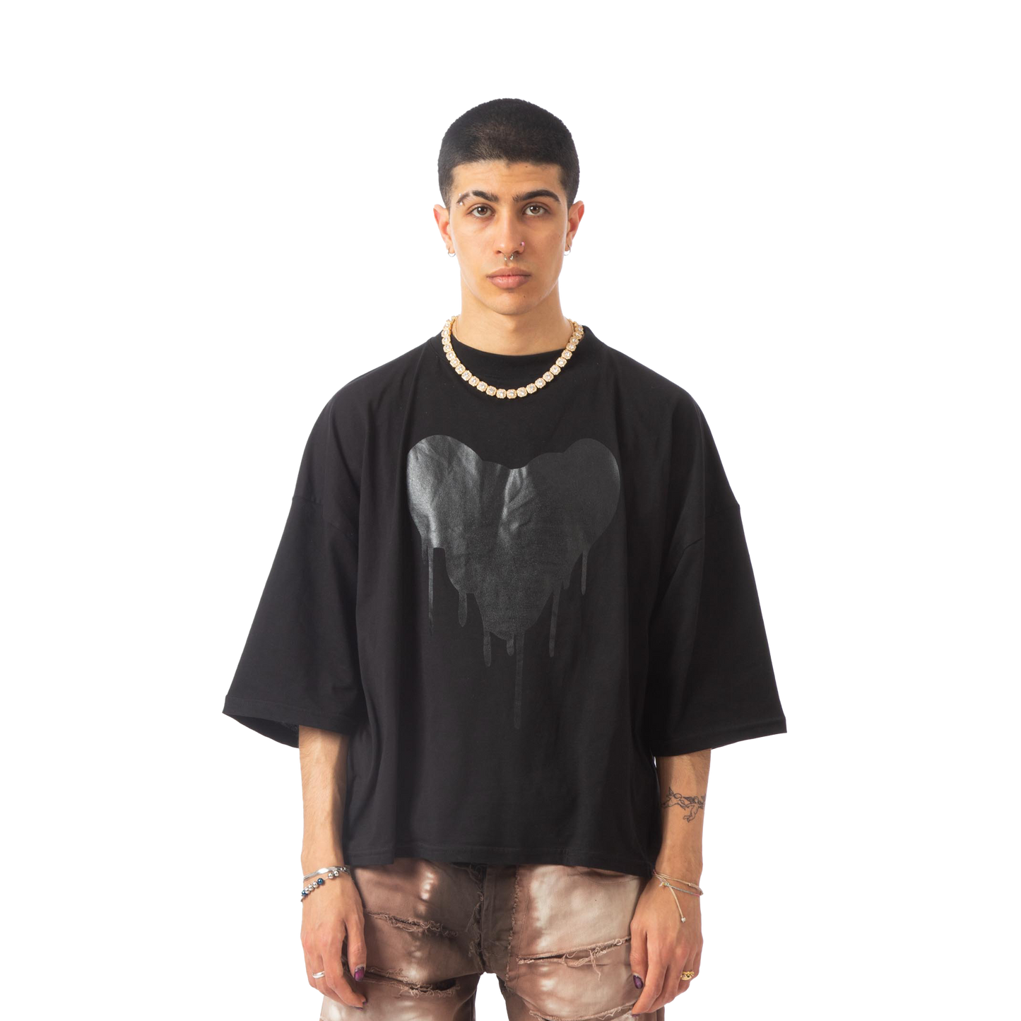Cropped tee "Heart" Black Effemme Exclusive Lab