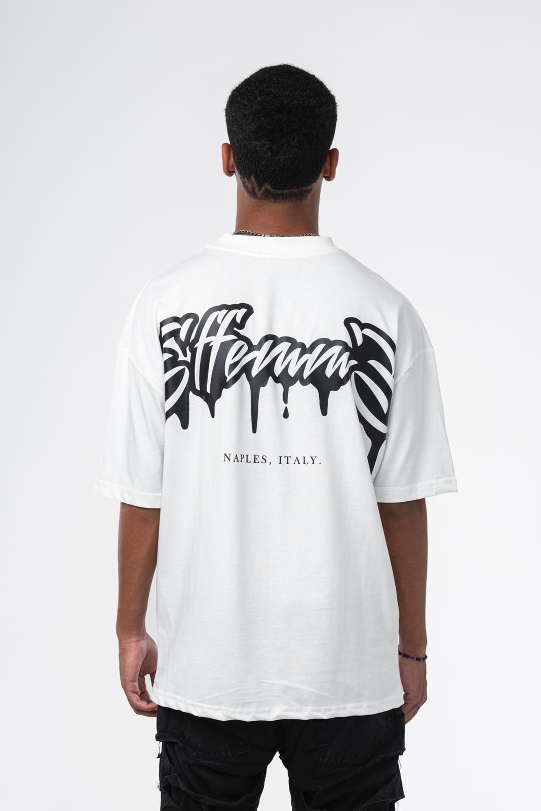 T-shirt bianca con stampa Effemme sul retro