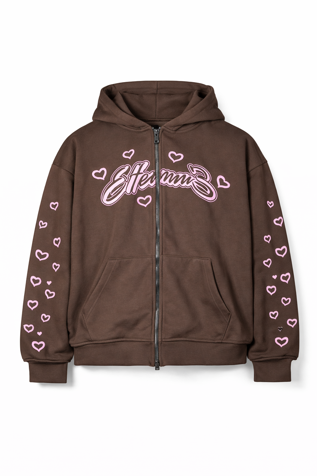 Hoodie Zip Love Brown