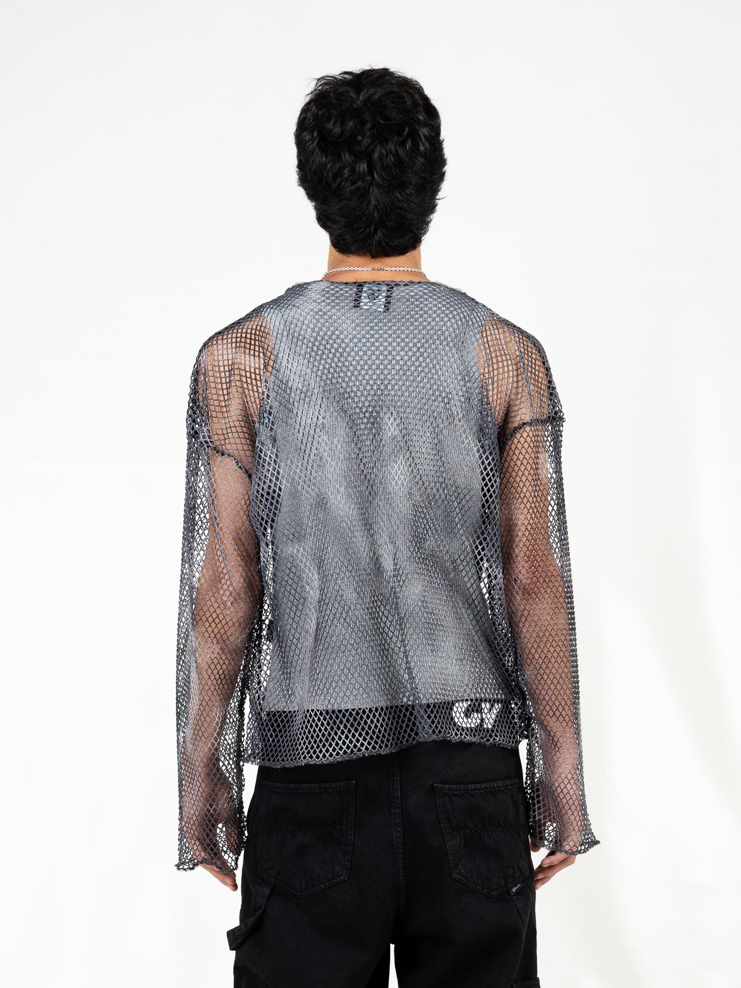 T-shirt oversized beige in tessuto mesh