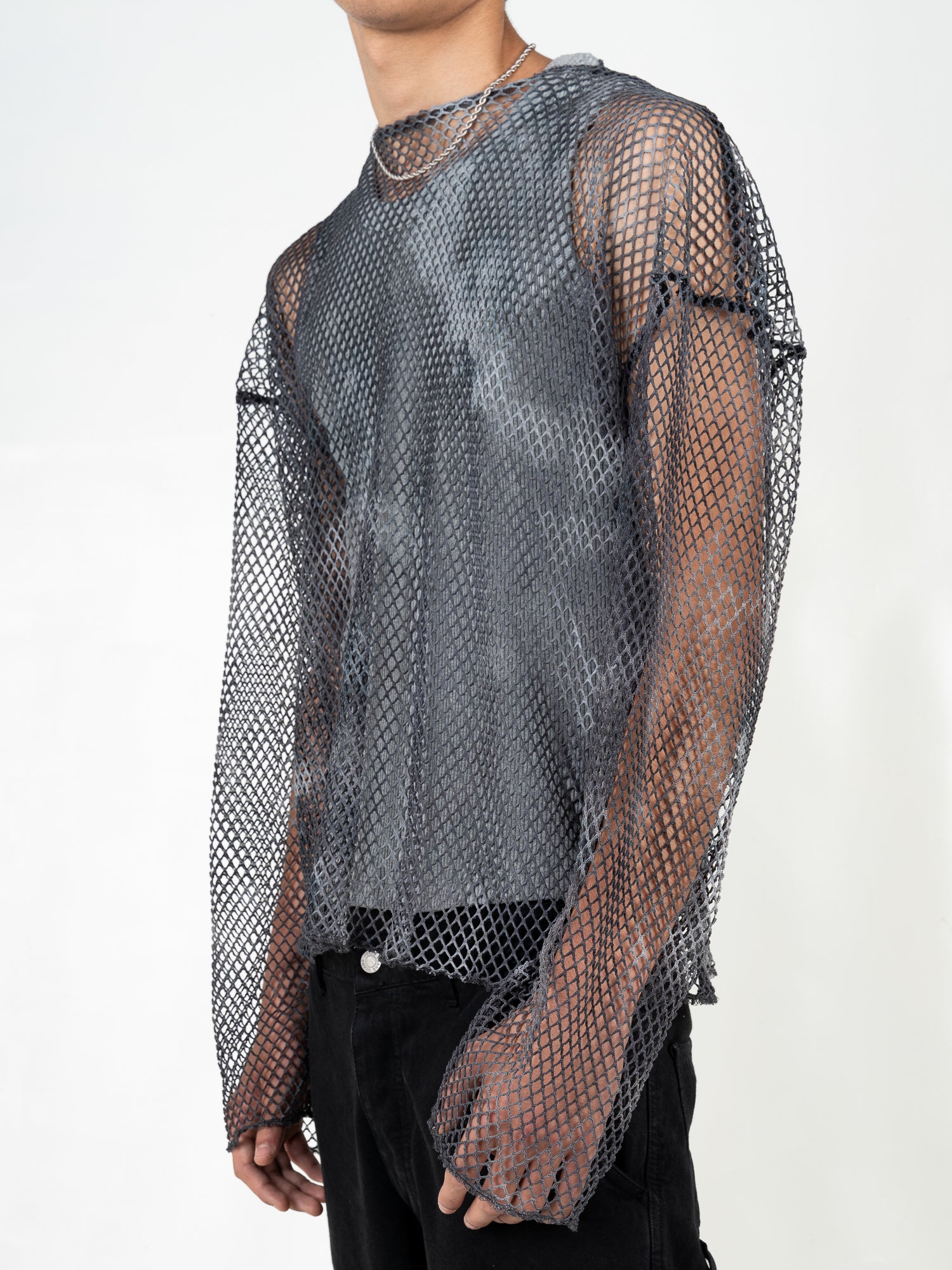 T-shirt oversized beige in tessuto mesh