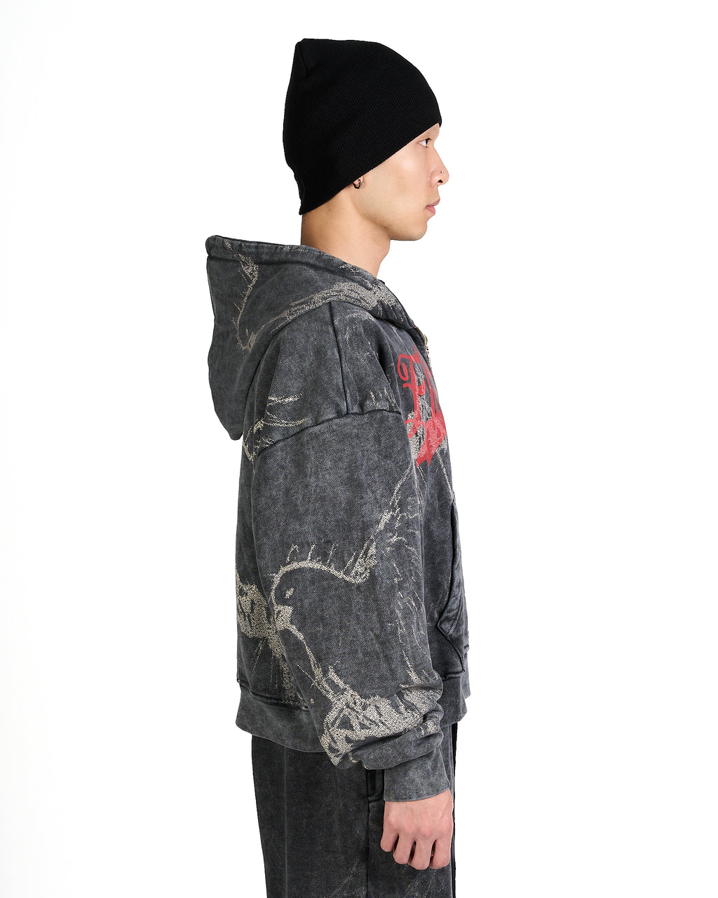 Hoodie Zip Freedom Blk