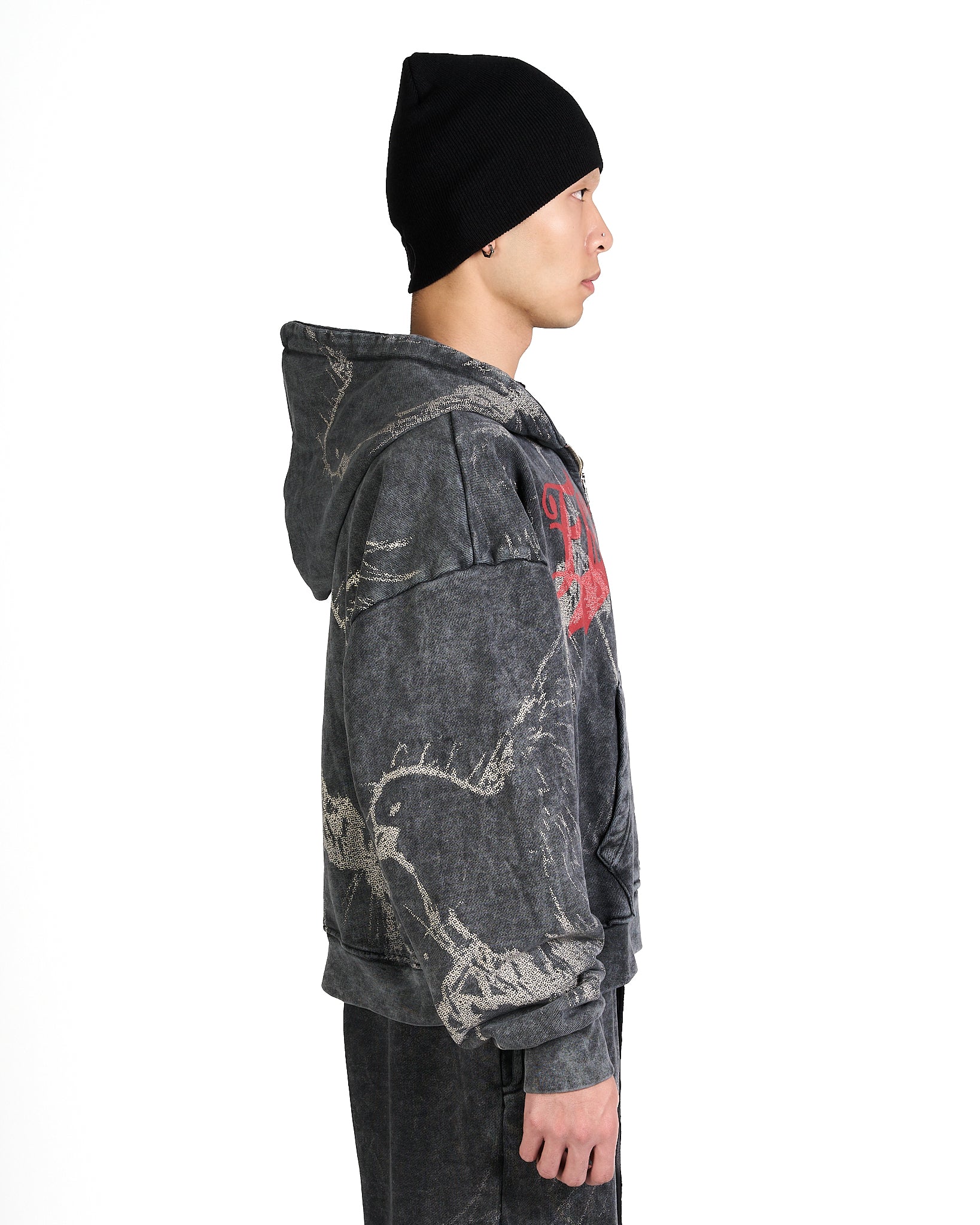 Hoodie Zip Freedom Blk