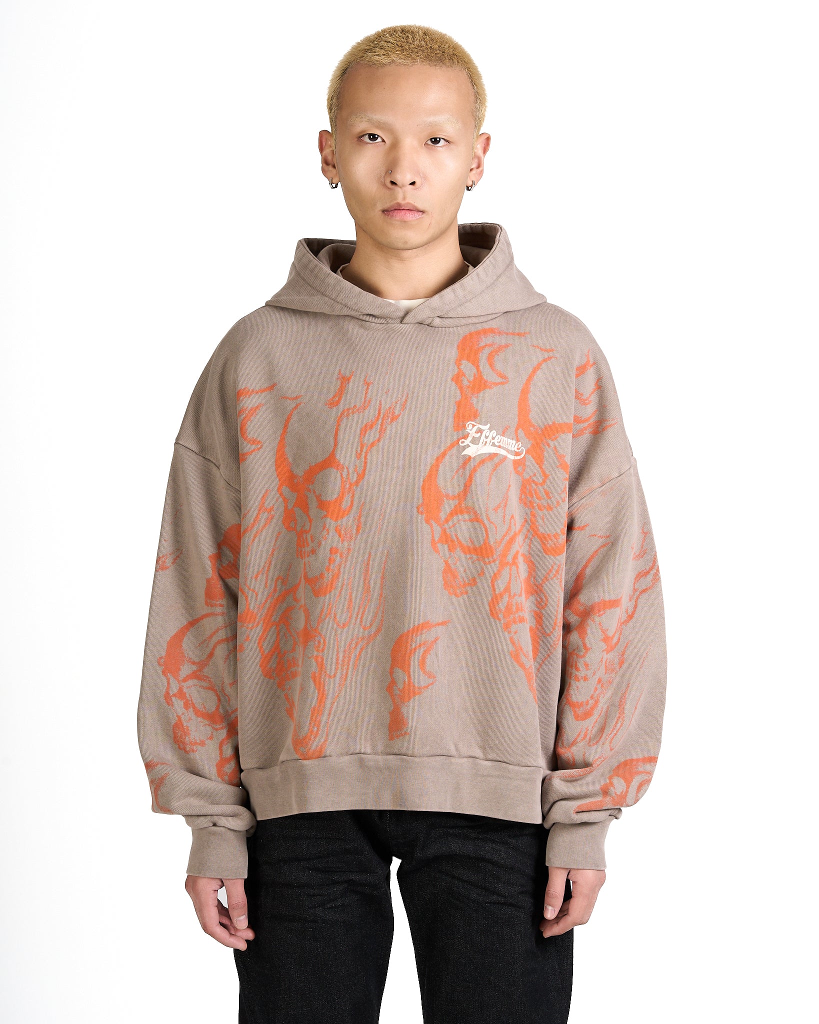 Hoodie Skull Beige
