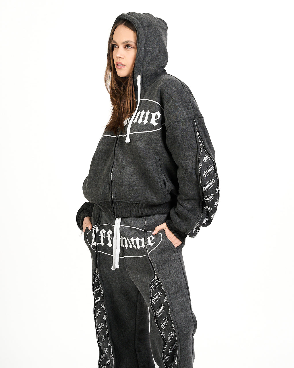 Track Suite Zipper Dark Grey