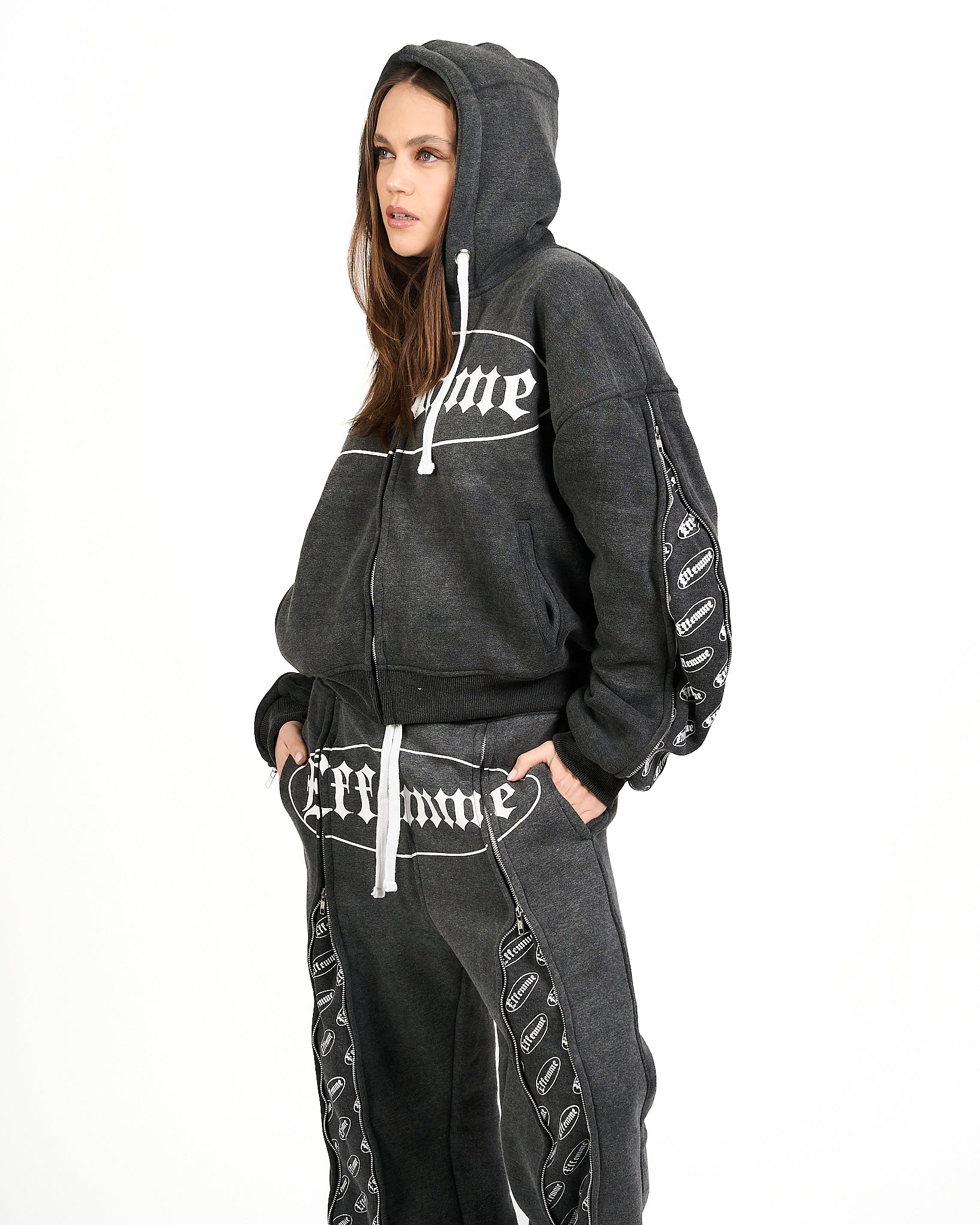 Track Suite Zipper Dark Grey