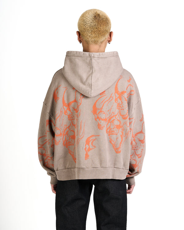 Hoodie Skull Beige