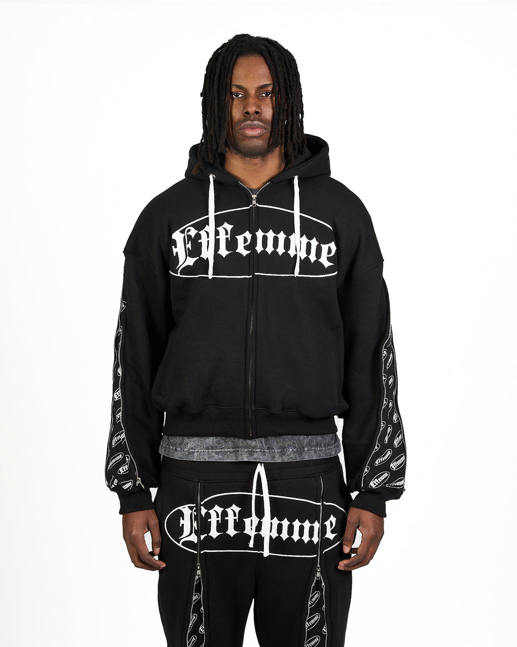 Track Suite Zipper Black Fabric