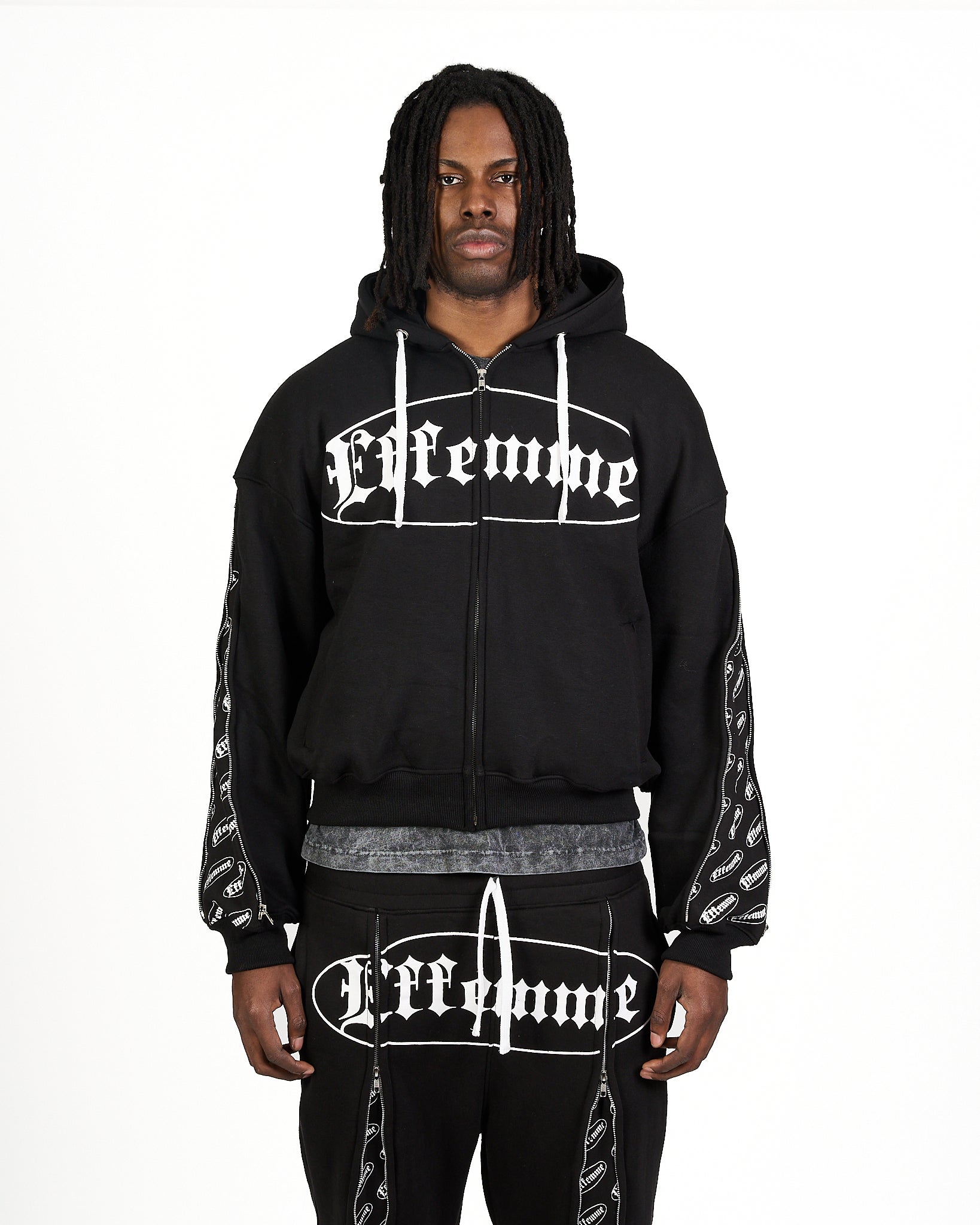 Track Suite Zipper Black Fabric