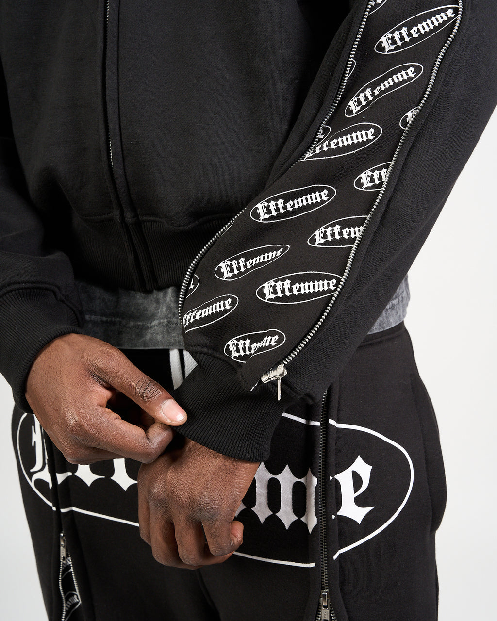 Track Suite Zipper Black Fabric