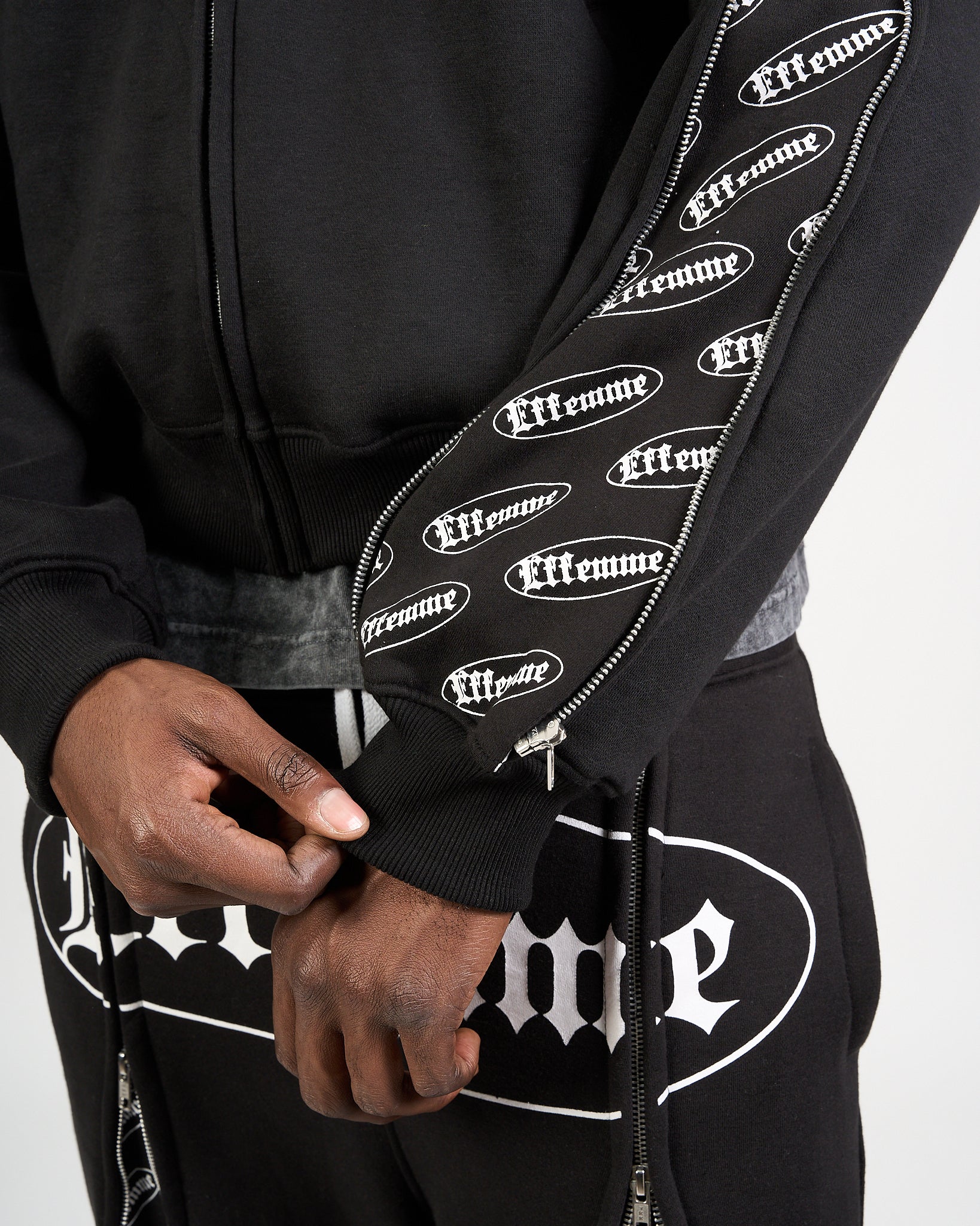 Track Suite Zipper Black Fabric