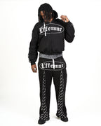 Track Suite Zipper Black Fabric