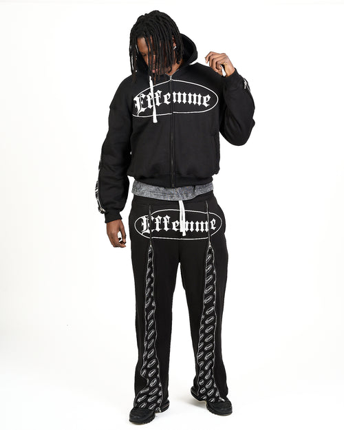 Track Suite Zipper Black Fabric