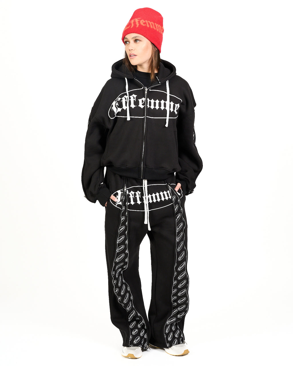 Track Suite Zipper Black Fabric