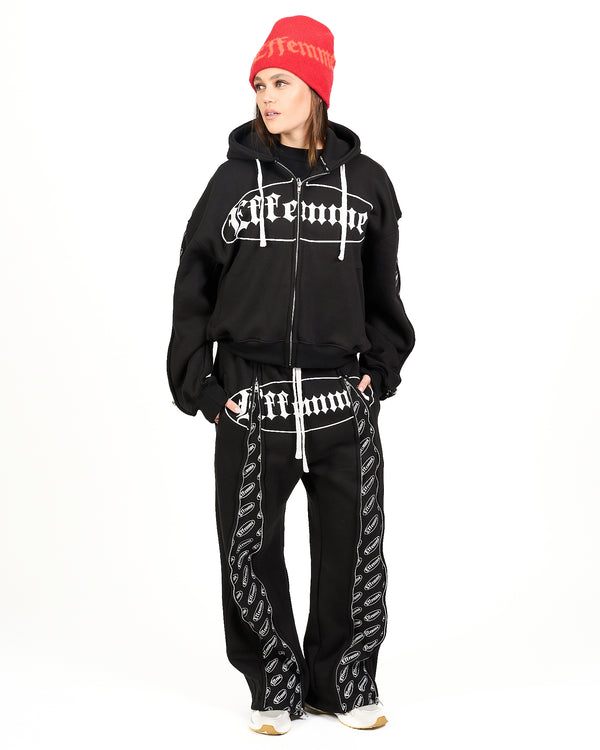 Track Suite Zipper Black Fabric