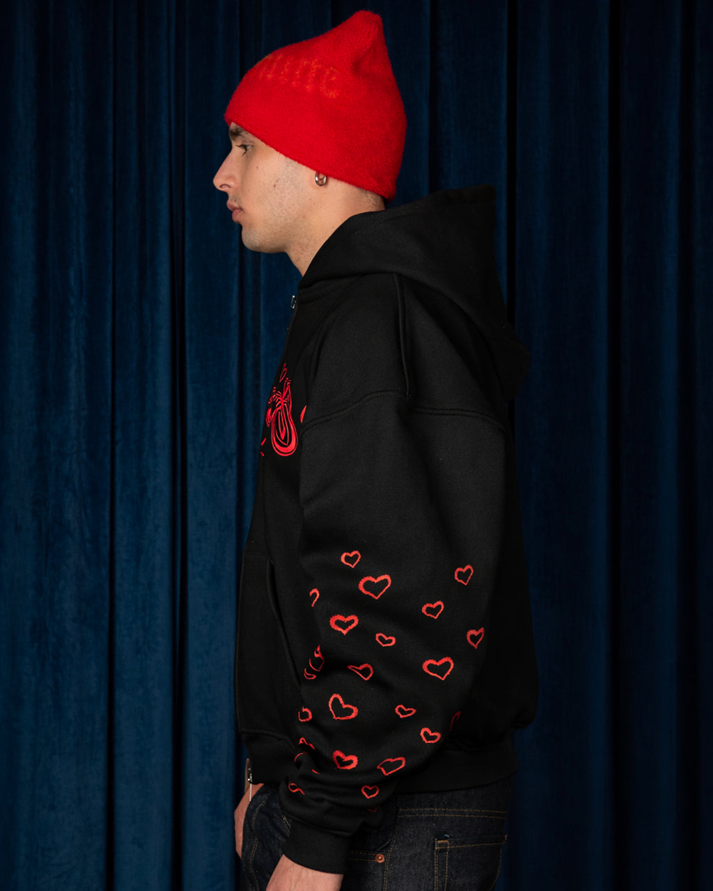Hoodie Zip Love Black