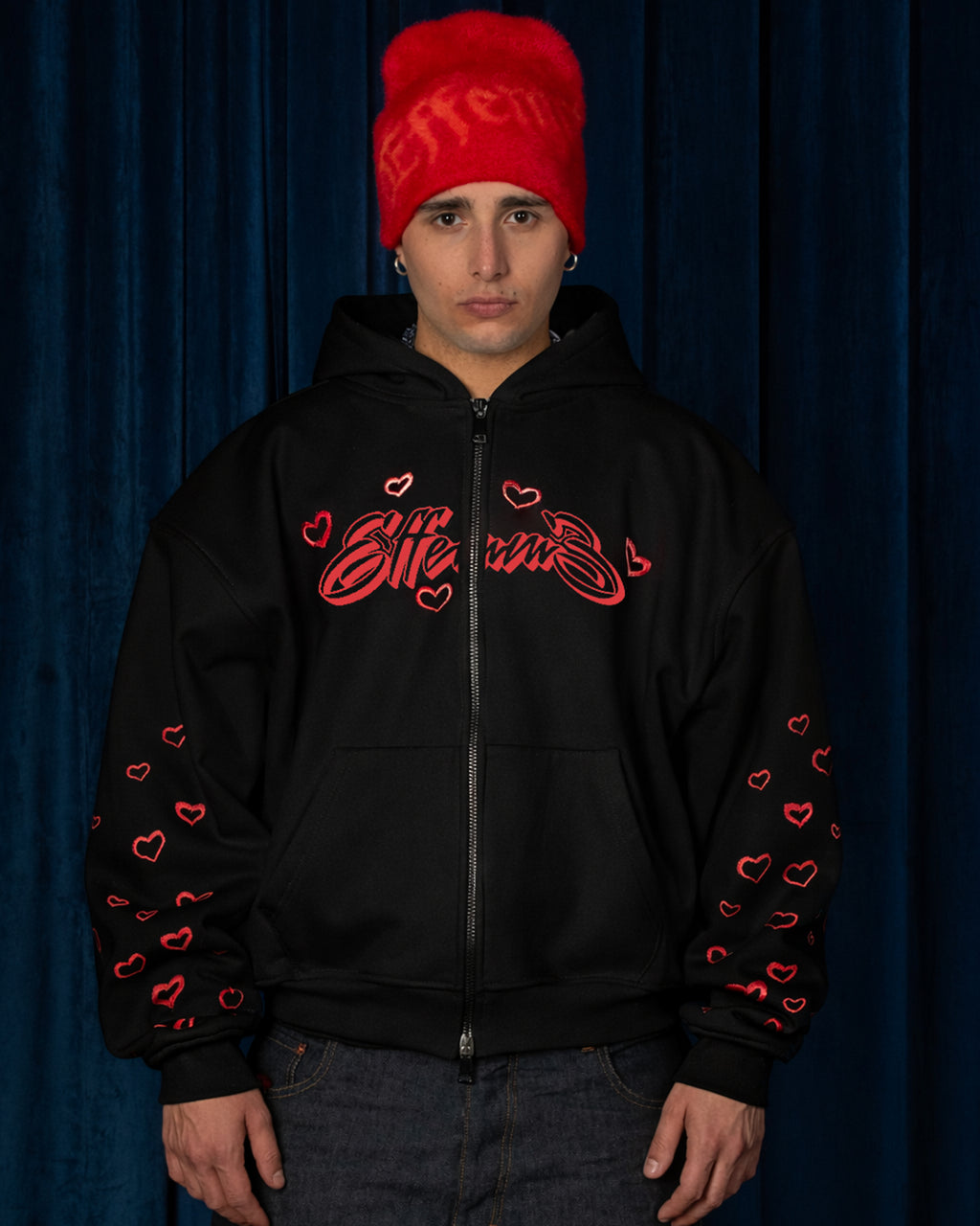 Hoodie Zip Love Black