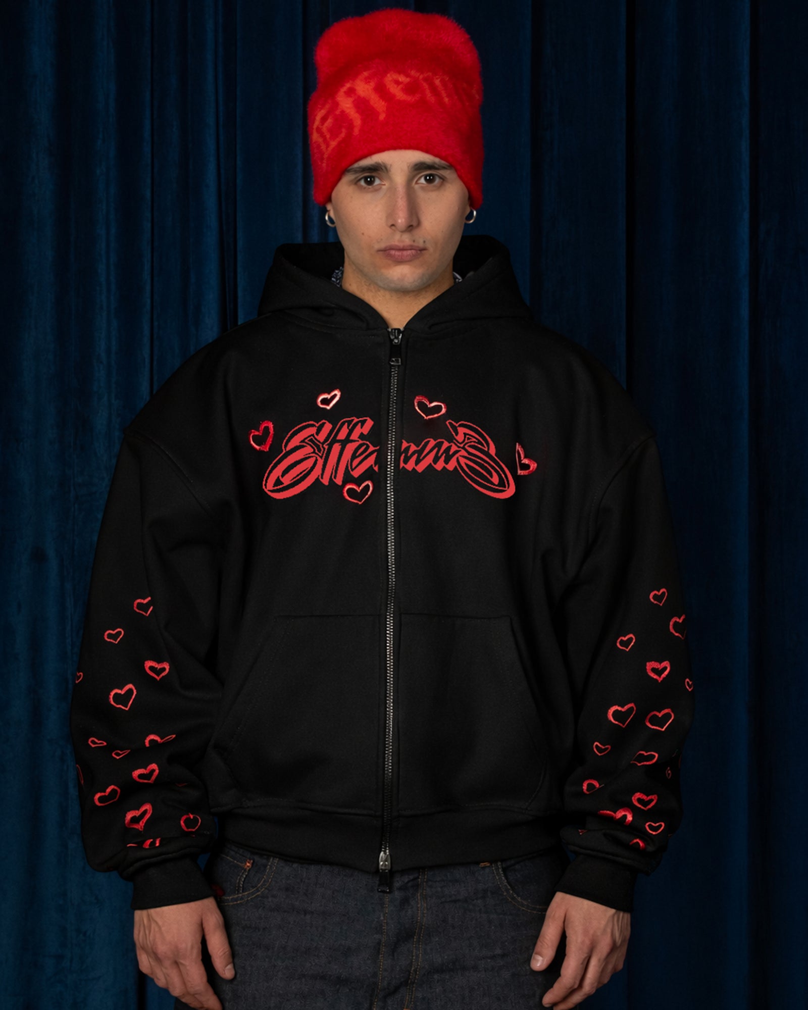 Hoodie Zip Love Black